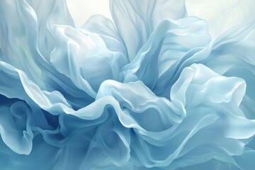 Obraz premium Light blue fabric drapes in flowing, soft folds. Delicate, ethereal textures create a sense of movement and lightness