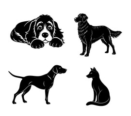 black silhouettes of dogs