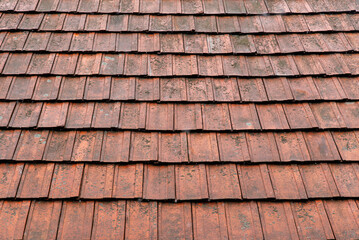 Old ceramic tile roof of a barn