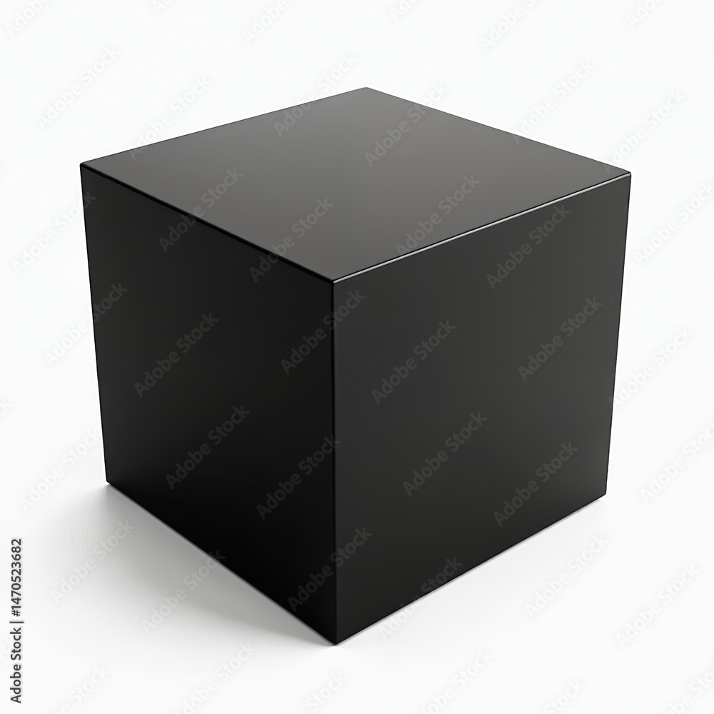 Fototapete isolated black cube on white background. minimalist design with clean lines. simple geometric object