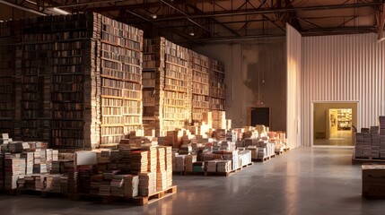 Book Distribution Center Featuring an Ivory Sectional Door for Organized Literary Storage