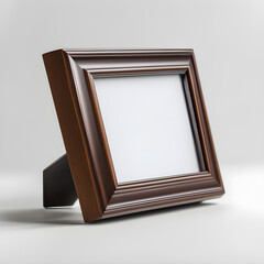 Square wooden picture frame with blank background