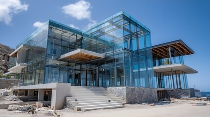 Glass-Walled Villa Under Construction with Stunning Views: The Ultimate Modern Luxury Home