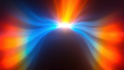 Blurred rainbow refraction overlay effect. Light lens prism effect on black background. Holographic reflection, crystal flare leak shadow overlay. Colorful rainbow disco ball light