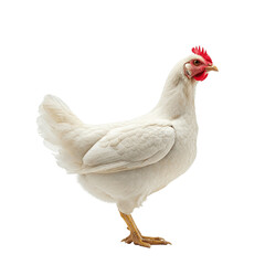 Fototapeta premium chicken isolated on white, White hen on transparent background. Poultry industry illustration.
