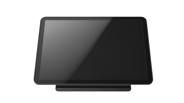 Sleek Black Tablet Mockup on Stand Ideal for Technology Presentation Website Design App Interface Showcase