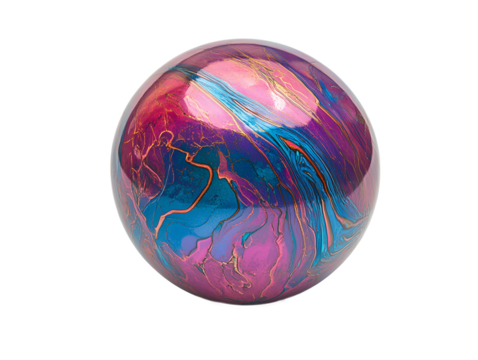 A colorful, marbled stone with a blue and pink swirl