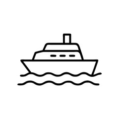 Obraz premium Cruise ship icon sailing on water in a minimalist style 