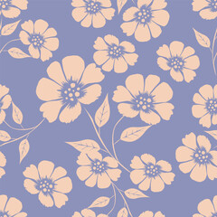 modern cotton flower seamless texture, outline hand drawn floral pattern, trendy one line textile pillow design, fashion wrapping paper sketch art, stylish home inspired print