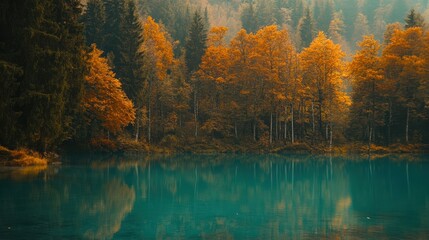Lake with autumn trees
