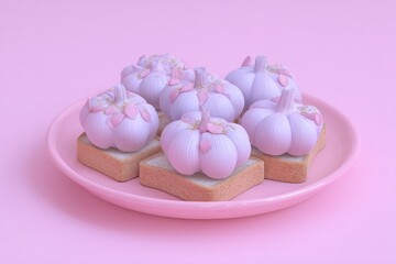 Garlic Toast Pink Plate Food Still life.