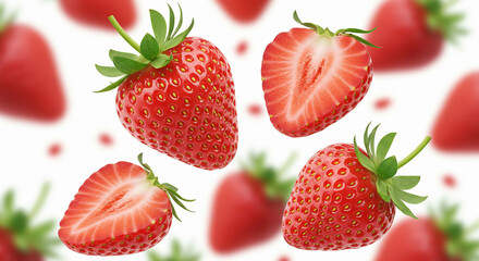 strawberries on white background Generative AI