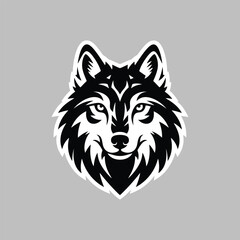 Fototapeta premium Wolf mascot logo silhouette black vector illustration