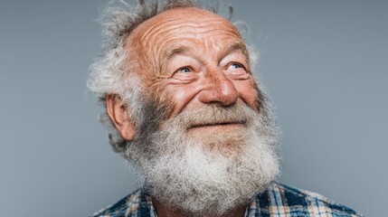 Obraz premium A happy old man smiling and laughing, looking away, isolated on a background