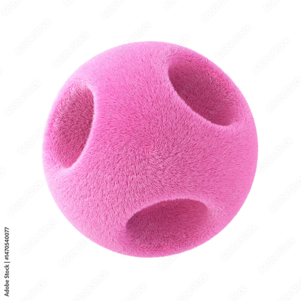 Poster pink abstract fluffy shape. 3d design element isolated on white background.