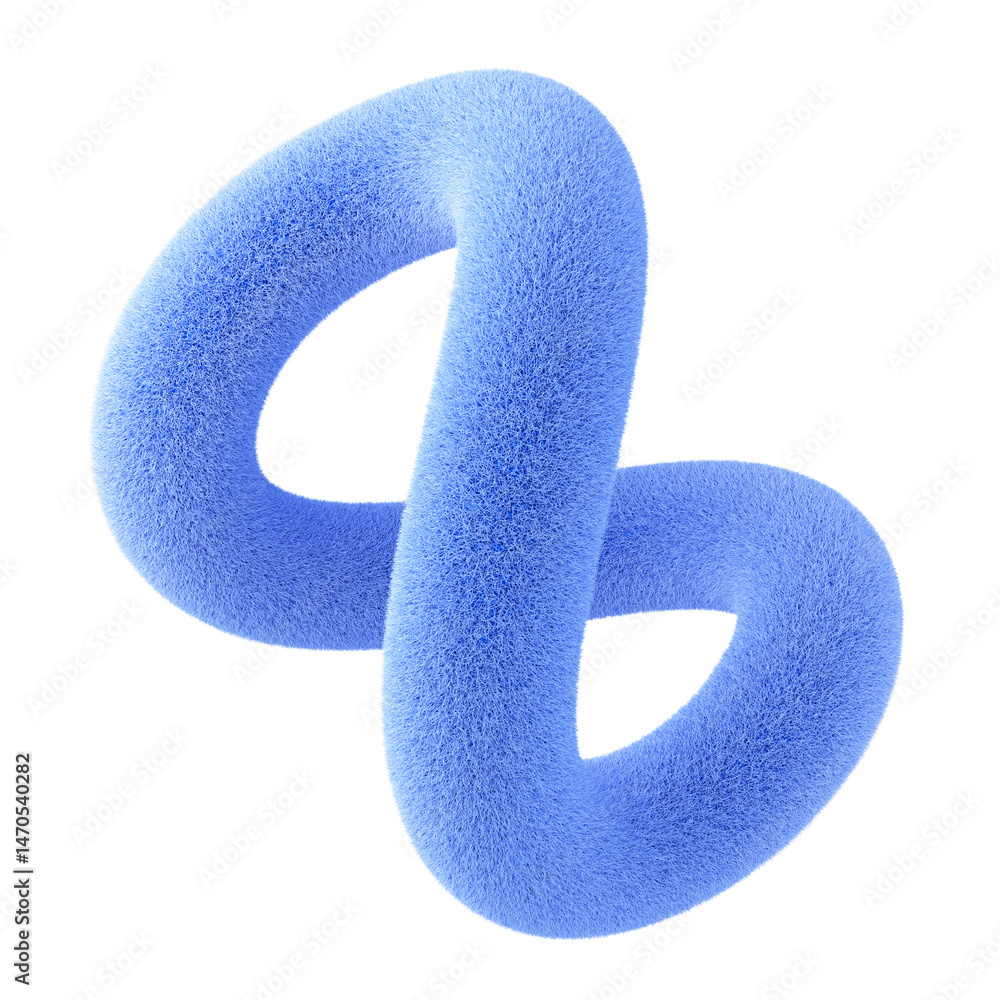 Sticker blue abstract fluffy shape. 3d design element isolated on white background.