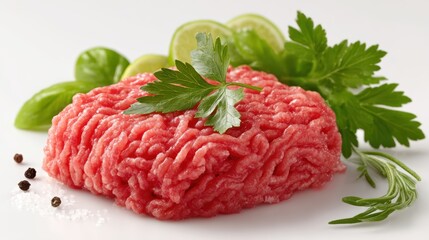 Minced meat, isolated on a white background