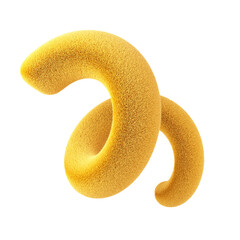 Yellow abstract fluffy spiral. 3d design element isolated on white background.