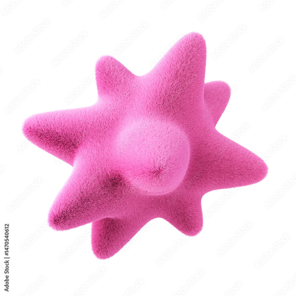 Sticker pink abstract fluffy shape. 3d design element isolated on white background.