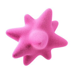 Pink abstract fluffy shape. 3d design element isolated on white background.