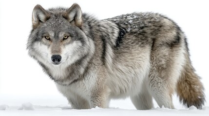 Obraz premium A gray wolf, isolated on a background