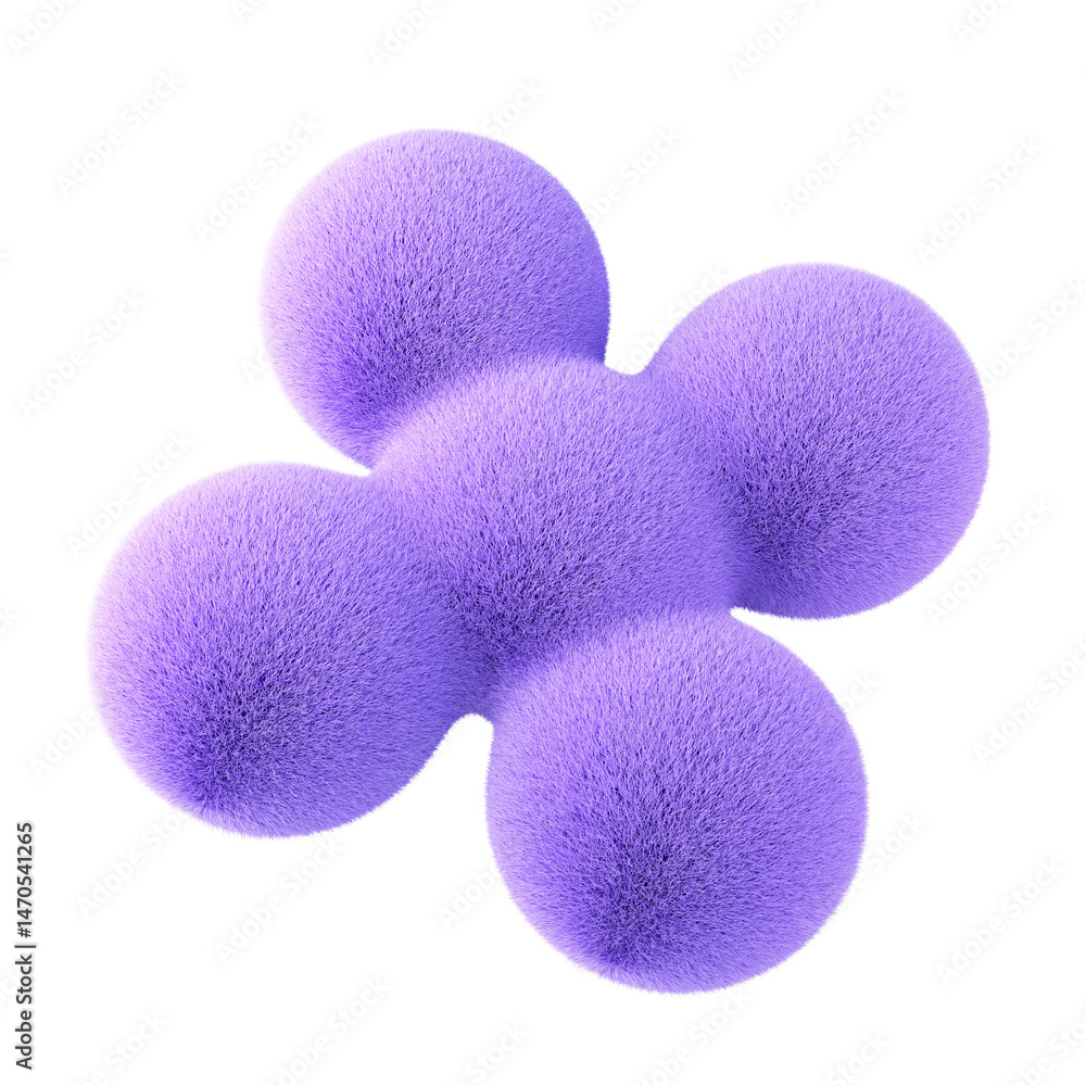 Wall mural violet abstract fluffy shape. 3d design element isolated on white background.