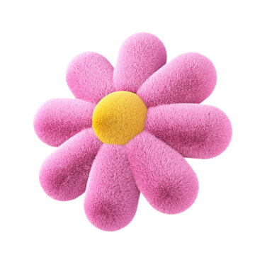 Colorful fluffy flower. 3d design element isolated on white background.