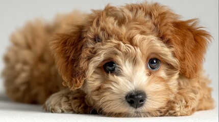 A cute poodle puppy, isolated on a background