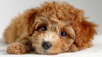 A cute poodle puppy, isolated on a background