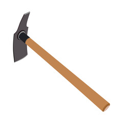 Illustration of a traditional hand hoe with a wooden handle and metal blade