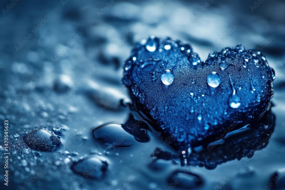 Fototapete heart-shaped design made from textured dark material with paint drips on a rugged background capture