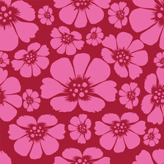 Obraz premium Seamless floral pattern, liberty ditsy print with small cute bouquets. Romantic botanical design with tiny hand drawn flowers, leaves on blue background. Trendy rustic print. Vector illustration.