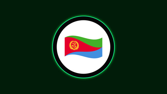 Eritrea Flag Neon Light Board View with Abstract Background