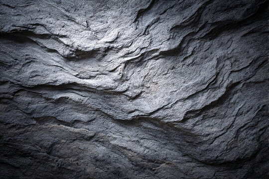 Textured Stone Surface: A close-up captures the intricate textures of a weathered stone surface, revealing layers of natural erosion and a gradient of light and shadow. 