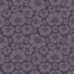 Seamless floral pattern, liberty ditsy print with small cute bouquets. Romantic botanical design with tiny hand drawn flowers, leaves on blue background. Trendy rustic print. Vector illustration.