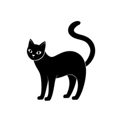 black cat with arched back vector on white 