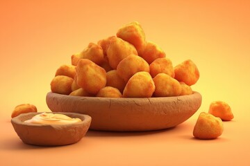 Chicken Nuggets Bowl Fast Food Snack.