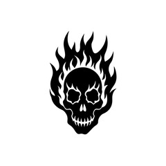 burning skull vector on white background