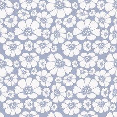 Seamless floral pattern, gentle ditsy print of small plants with a rustic motif. Cute botanical design, romantic background: tiny hand drawn flowers, leaves, bouquets on a green field. Vector.
