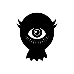creepy doll eye silhouette on white background  .svg