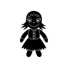 cursed doll with missing eye vector on white 