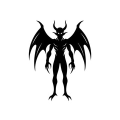 demon wing with claws silhouette on white 