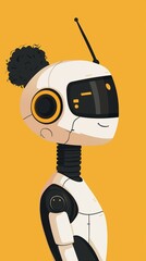 Digital Illustration of Playful Cartoon Robot