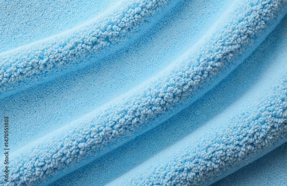Poster blue towel texture, background for spa, bath concept. soft fluffy fabric in wavy folds. abstract tex
