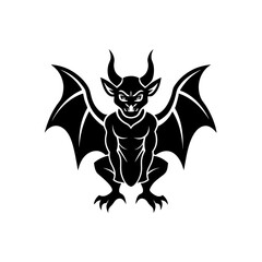 gargoyle with horns icon on white background 