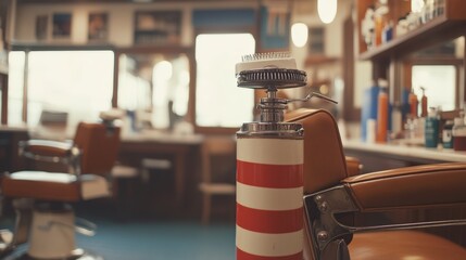 Vintage barber shop interior with barber chair.