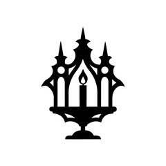gothic candle holder silhouette on white 