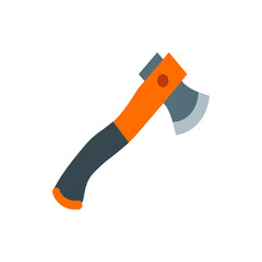 Illustration of an axe with an orange handle and a gray blade isolated on a white background design tool
