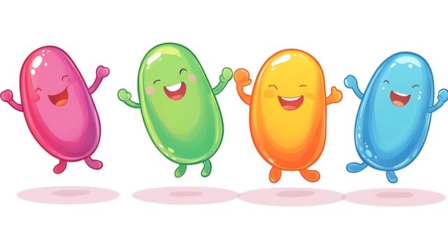 Colorful cartoon jelly bean characters