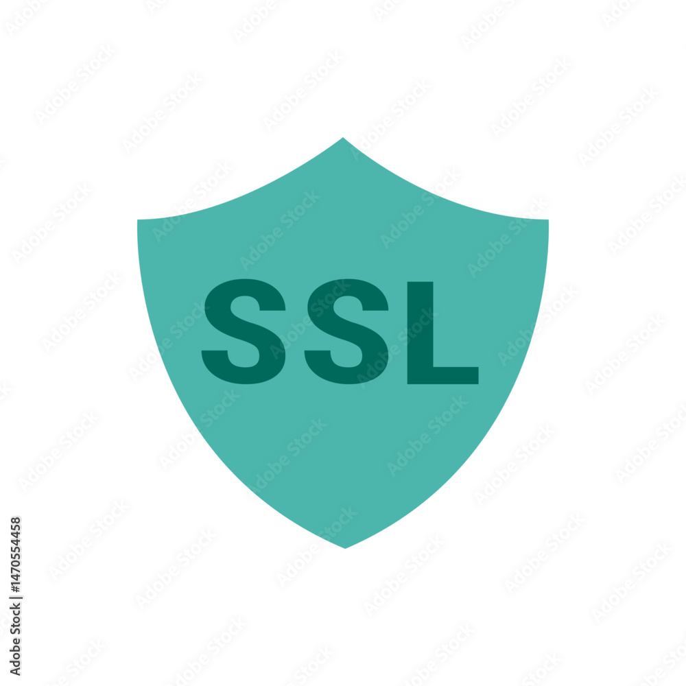 Poster a security shield with ssl text in dark green color standing for secure sockets layer protocol prote